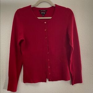 Cashmere 100% Apt.9 Bright Red Button-Front Cardigan on trend classic S 18x22